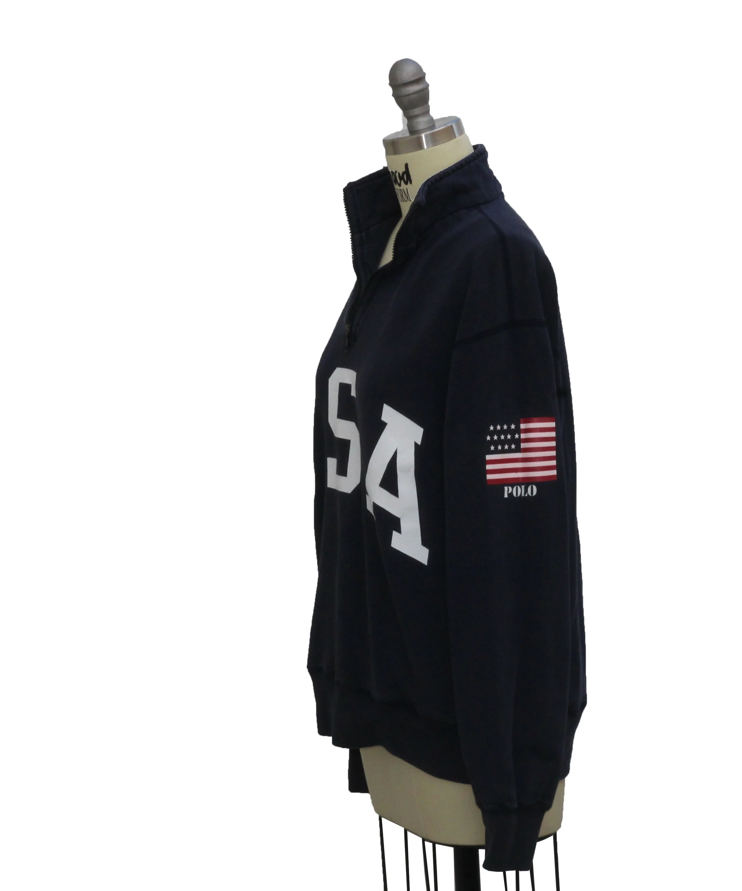 Vintage Polo Ralph Lauren USA 1/4 Zip Navy Sweatshirt (Size Women